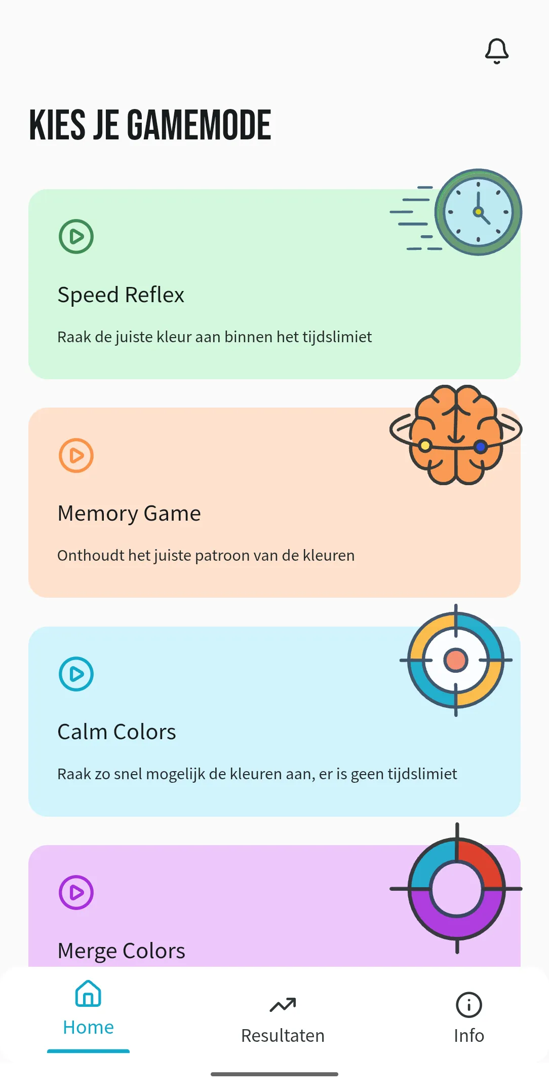 Screenshot of the website with an overview of the gamemodes